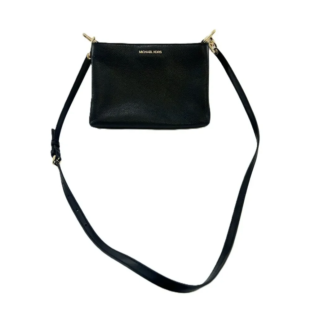 Michael Kors Trisha Medium Pebbled Leather Crossbody Bag Black 35H1G9TC8L